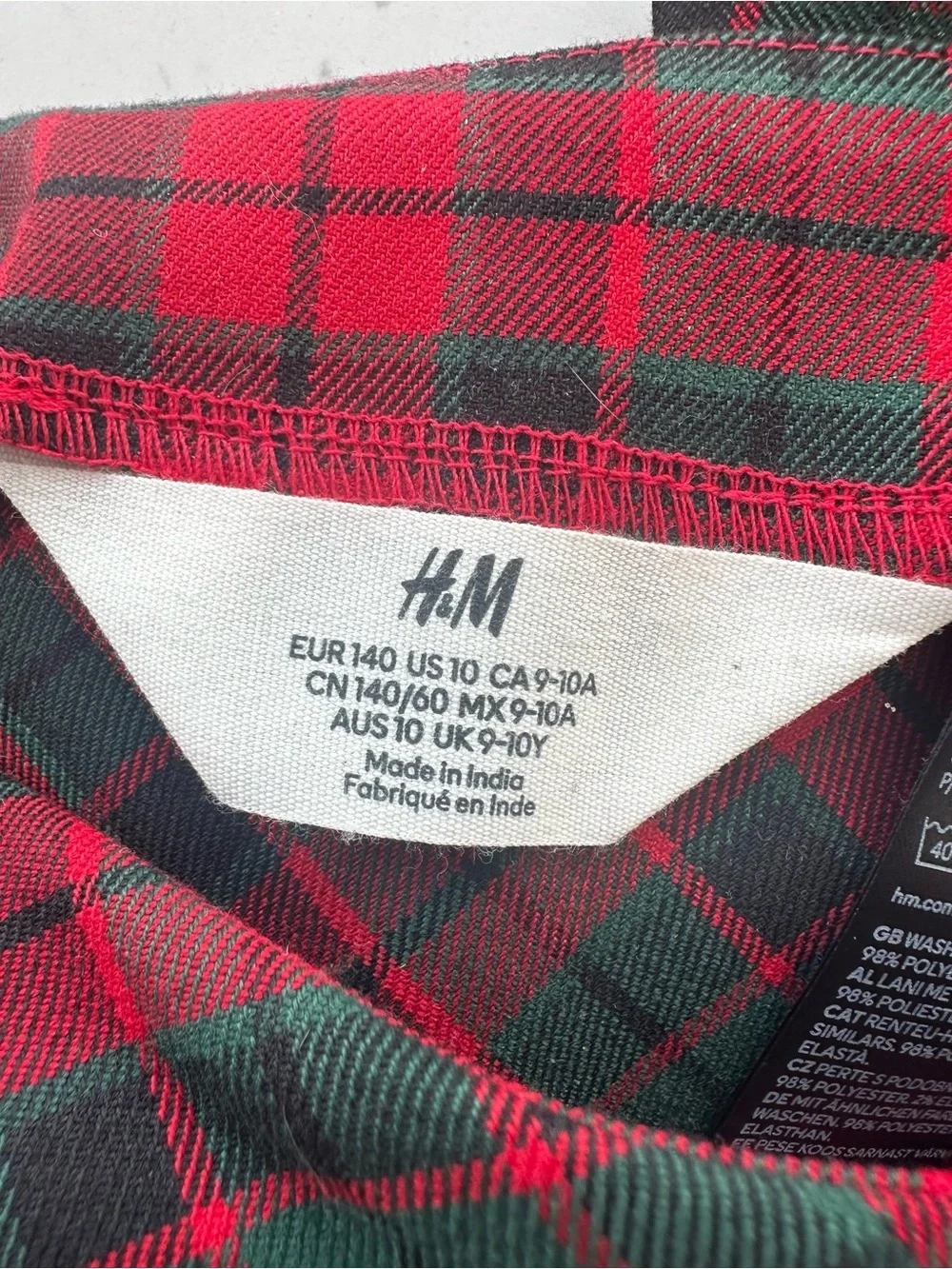H&M Red & Green Plaid Wrap Skirt for Kids